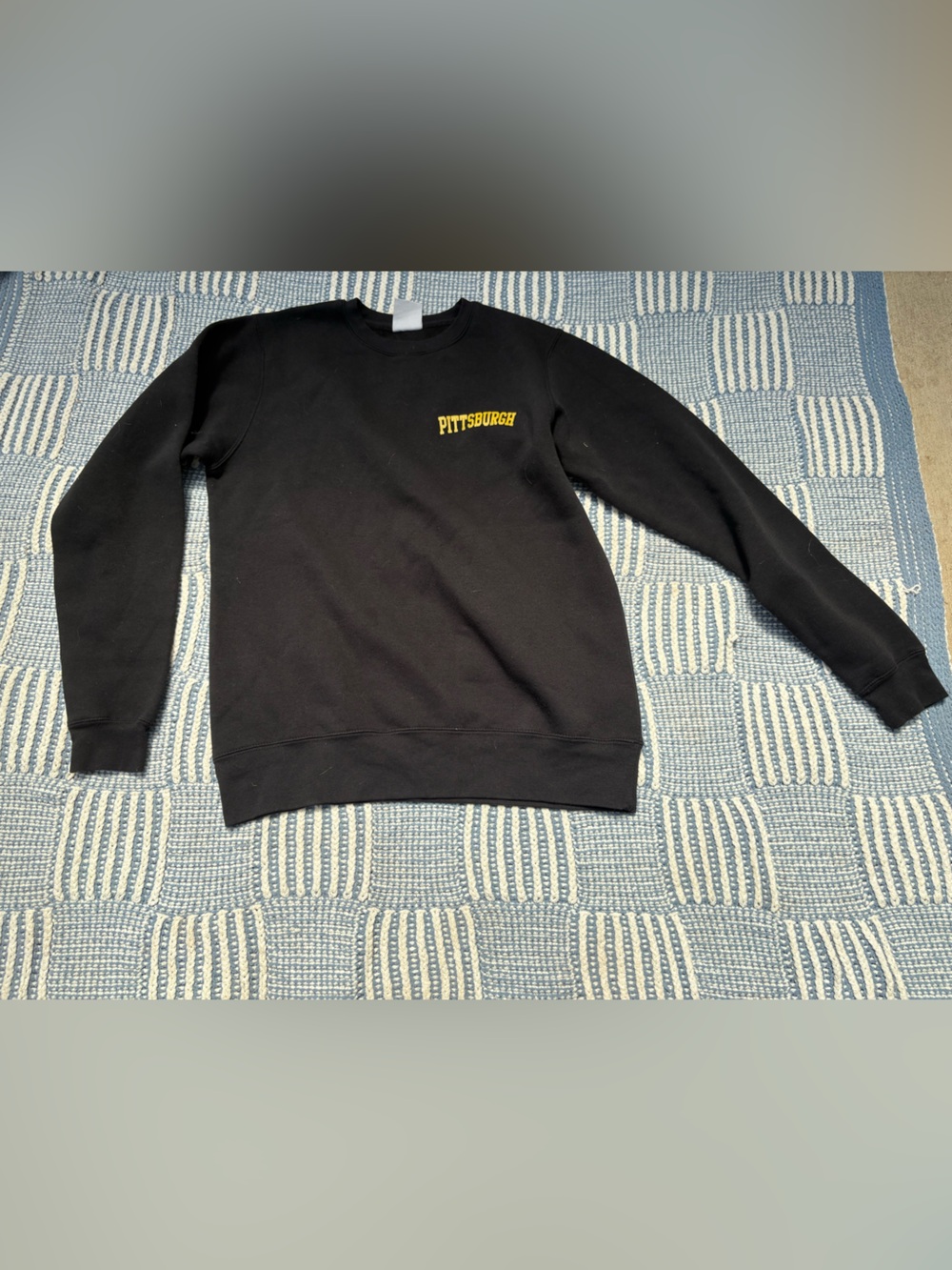 Black Crewneck Sweatshirt with Yellow 'PITTSBURGH' Chest Logo